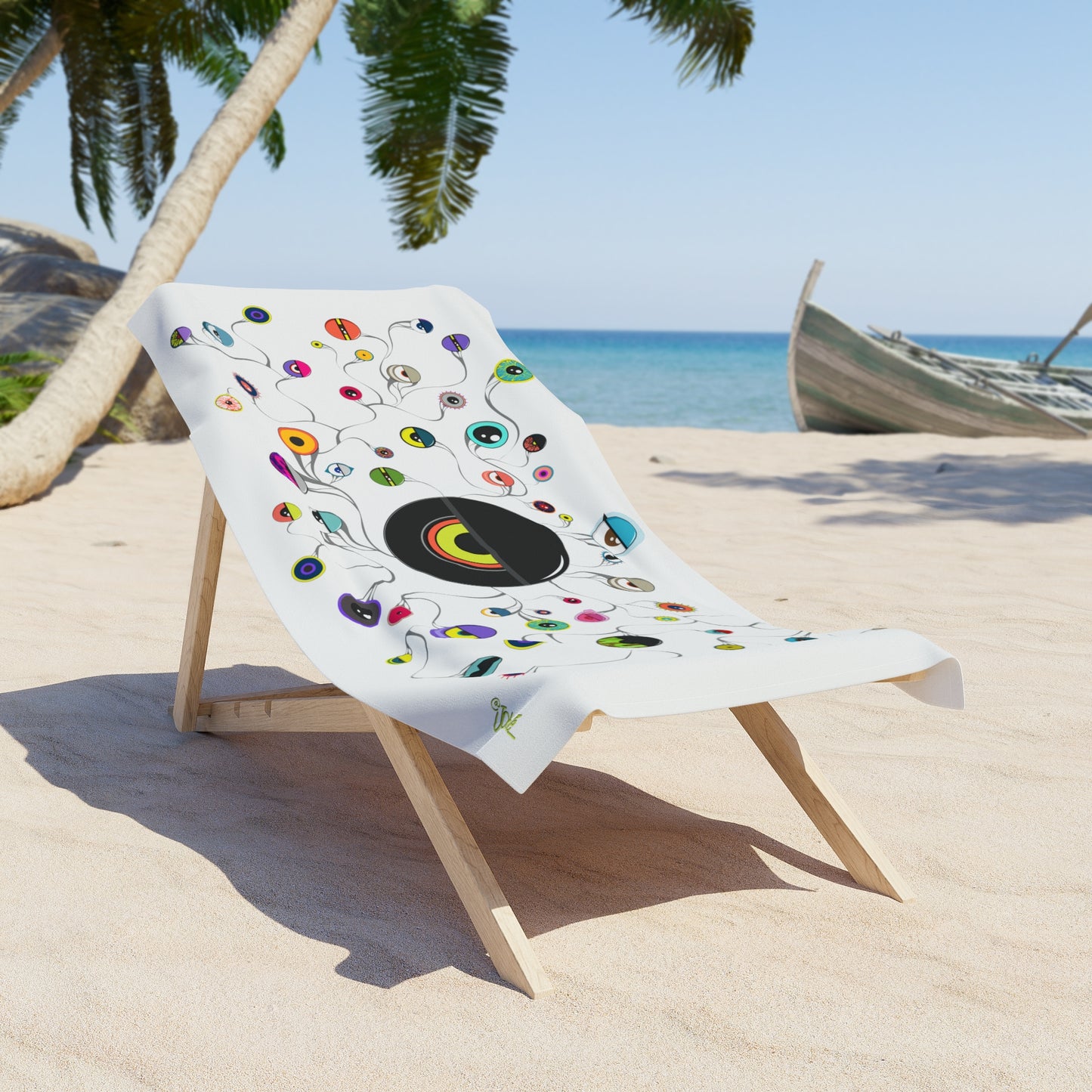 T018 EYEdentity EYEBall White Beach Towel