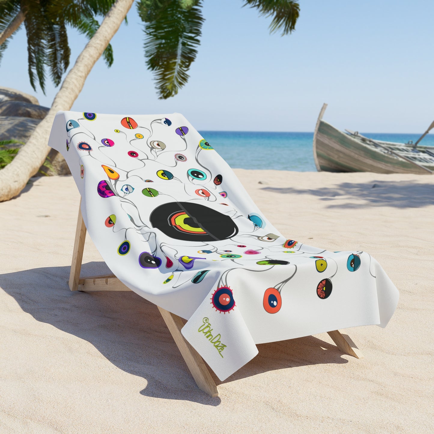 T018 EYEdentity EYEBall White Beach Towel